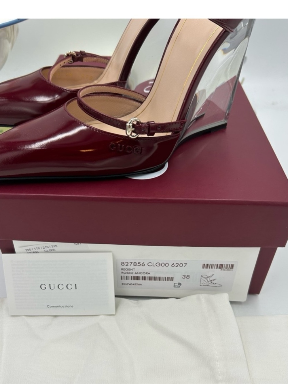 Gucci rosso leather wedge mules size 38 made in Italy - Picture 5 of 6
